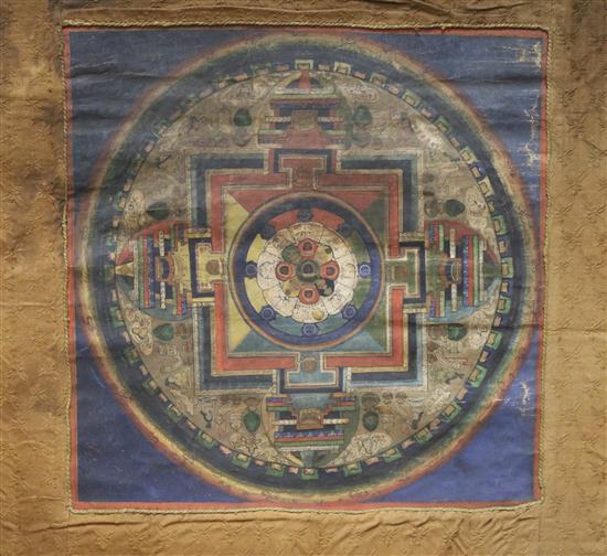 A 19th century Tibetan painted mandala thangka